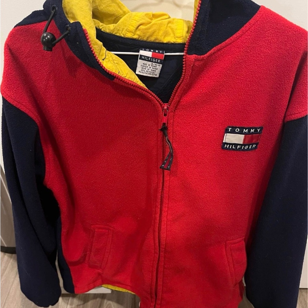 Tommy Hilfiger Hoodie in Red and Navy with Yellow Accents